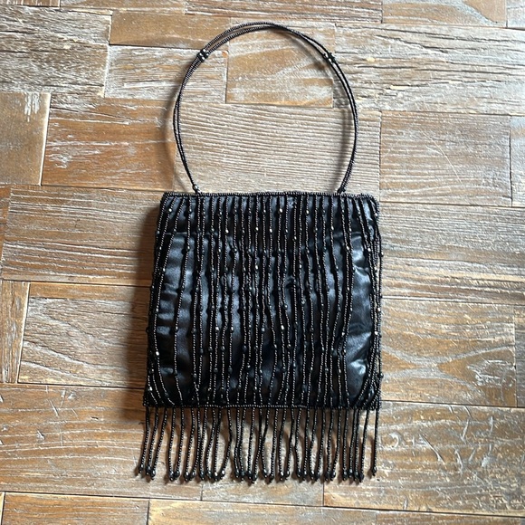 Mayfair International Jet Black Beaded Fringe Evening Bag🖤 - Picture 3 of 8